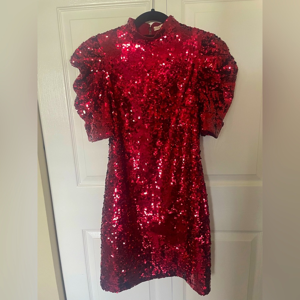 Alice and Olivia Sexy Red Sequin Mini Dress